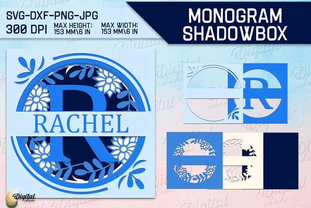 Shadow Box Alphabet. Letter R. Personalized Monogram Paper SVG Evgenyia Guschina 