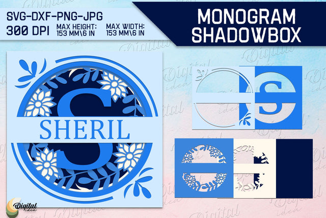 Shadow Box Alphabet. Letter S. Personalized Monogram Paper SVG Evgenyia Guschina 