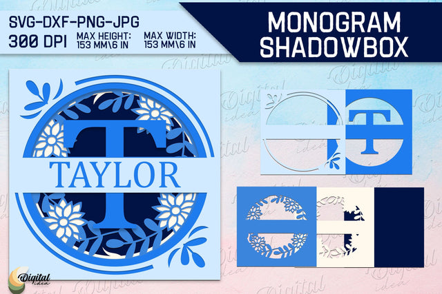 Shadow Box Alphabet. Letter T. Personalized Monogram Paper SVG Evgenyia Guschina 