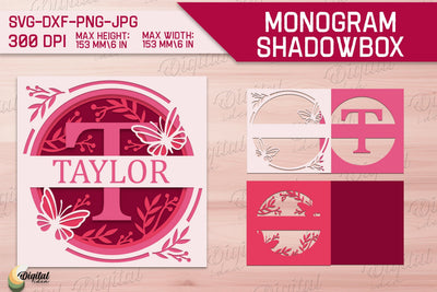 Shadow Box Alphabet. Letter T. Personalized Paper Monogram 3D Paper Evgenyia Guschina 