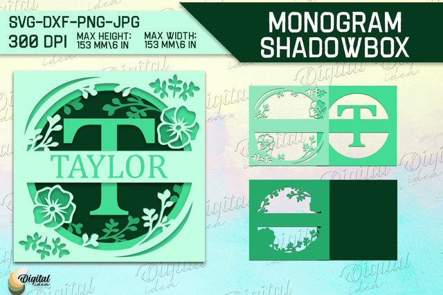 Shadow Box Alphabet. Letter T. Personalized Paper Monogram 3D Paper Evgenyia Guschina 