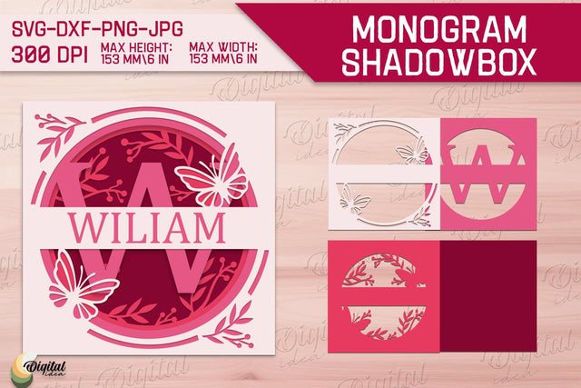 Shadow Box Alphabet. Letter W. Personalized Paper Monogram 3D Paper Evgenyia Guschina 