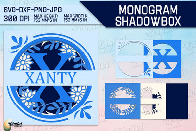 Shadow Box Alphabet. Letter X. Personalized Monogram Paper 3D Paper Evgenyia Guschina 