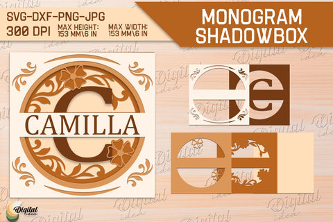 Shadow Box Alphabet SVG Bundle. Personalized Paper Monogram 3D Paper Evgenyia Guschina 