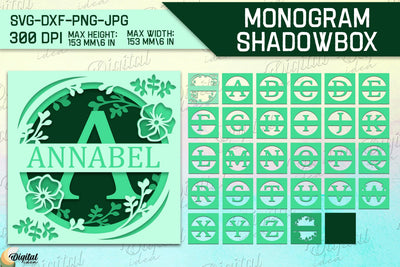Shadow Box Alphabet SVG Bundle. Personalized Paper Monogram 3D Paper Evgenyia Guschina 