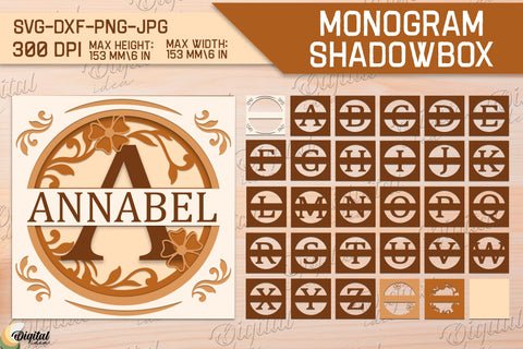 Shadow Box Alphabet SVG Bundle. Personalized Paper Monogram 3D Paper Evgenyia Guschina 