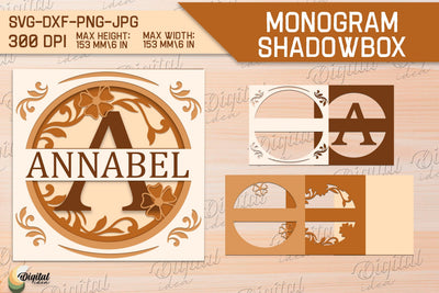 Shadow Box Alphabet SVG. Letter A. Personalized Paper Monogram 3D Paper Evgenyia Guschina 