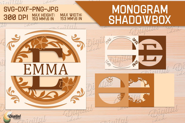Shadow Box Alphabet SVG. Letter E. Personalized Paper Monogram 3D Paper Evgenyia Guschina 