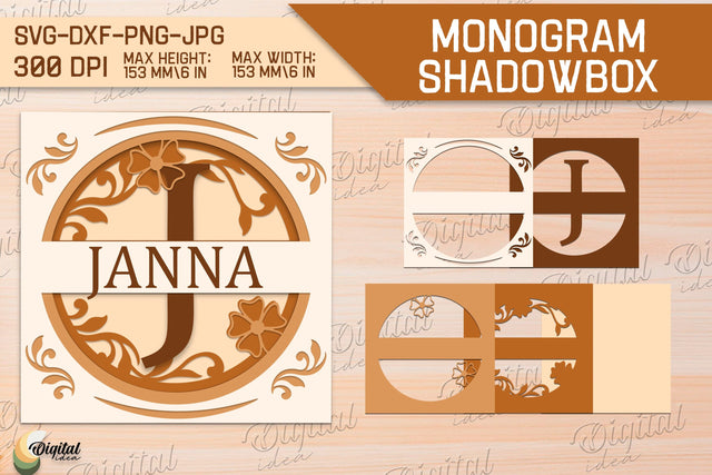 Shadow Box Alphabet SVG. Letter J. Personalized Paper Monogram 3D Paper Evgenyia Guschina 