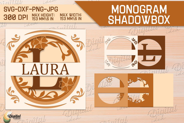Shadow Box Alphabet SVG. Letter L. Personalized Split Monogram 3D Paper Evgenyia Guschina 