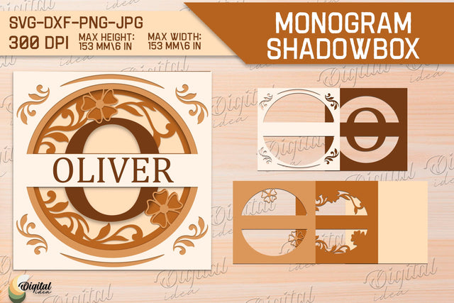Shadow Box Alphabet SVG. Letter O. Personalized Split Monogram 3D Paper Evgenyia Guschina 