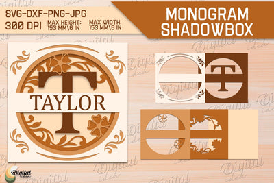 Shadow Box Alphabet SVG. Letter T. Personalized Split Monogram 3D Paper Evgenyia Guschina 