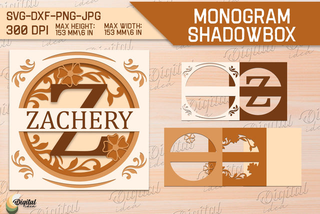 Shadow Box Alphabet SVG. Letter Z. Personalized Split Monogram 3D Paper Evgenyia Guschina 