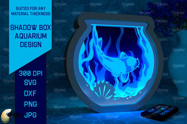 Shadow Box Aquarium Paper Cut. 3D Light Box SVG 3D Paper Evgenyia Guschina 