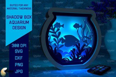 Shadow Box Aquarium Paper Cut. 3D Light Box SVG 3D Paper Evgenyia Guschina 