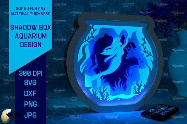 Shadow Box Aquarium Paper Cut. 3D Light Box SVG 3D Paper Evgenyia Guschina 