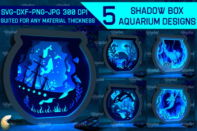 Shadow Box Aquarium Paper Cut Bundle. 3D Light Box SVG 3D Paper Evgenyia Guschina 