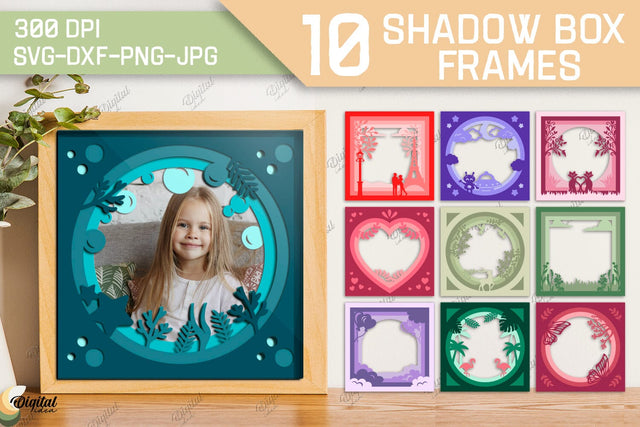 Shadow Box Frame SVG Bundle. 3D Shadow Box Paper Cut 3D Paper Evgenyia Guschina 