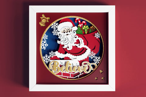 Shadow box svg Christmas - 3d Santa svg, Shadow Box svg, Christmas svg, Believe svg, Layered svg, Cricut projects, Cardstock svg SVG CutLeafSvg 