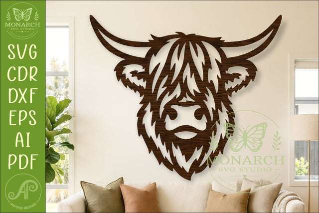 Shaggy Highland Cow SVG, Scottish Farm Animal Wall Art SVG APInspireddesigns 