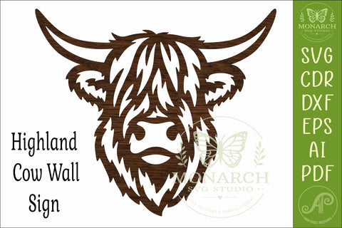Shaggy Highland Cow SVG, Scottish Farm Animal Wall Art SVG APInspireddesigns 