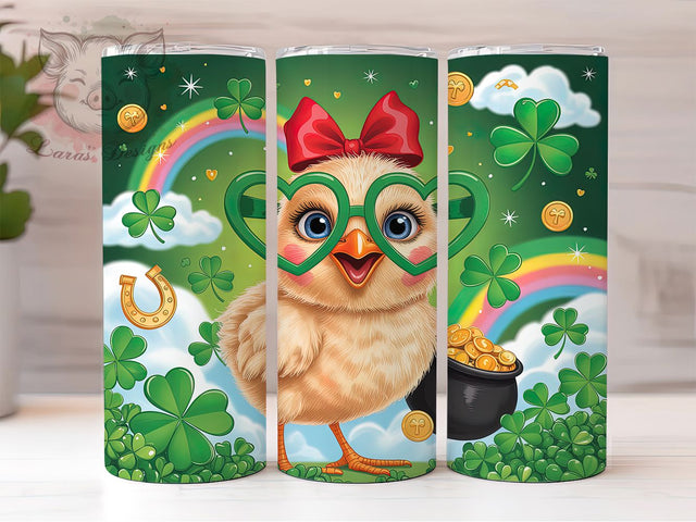 Shamrock Baby Chicken Tumbler, St Patrick’s Tumbler, Stylish 20oz Wrap, Sublimation Design, Trendy Gift Idea, Shamrock Chicken Wrap, Festive St Patrick’s Tumbler Sublimation Lara' s Designs 