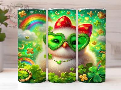 Shamrock Baby Chicken Tumbler, St Patrick’s Tumbler, Stylish 20oz Wrap, Sublimation Design, Trendy Gift Idea, Shamrock Chicken Wrap, Festive St Patrick’s Tumbler Sublimation Lara' s Designs 