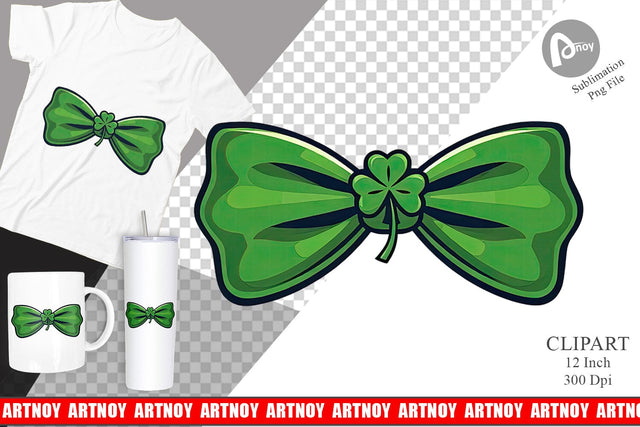 Shamrock Bowtie Clipart Sublimation artnoy 