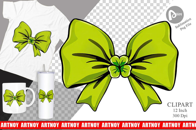 Shamrock Bowtie Clipart Sublimation artnoy 