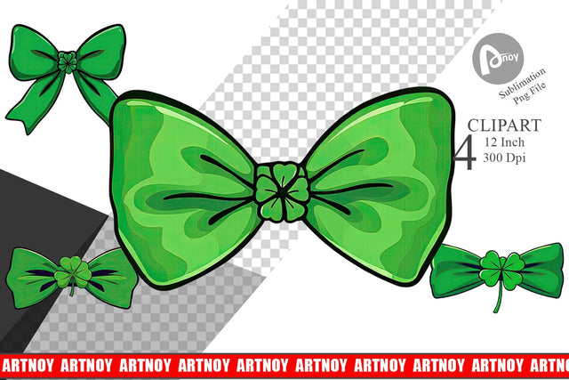 Shamrock Bowtie Clipart Sublimation artnoy 