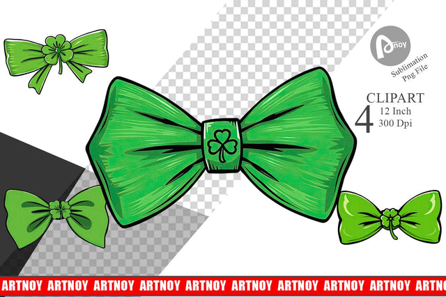 Shamrock Bowtie Clipart Sublimation artnoy 