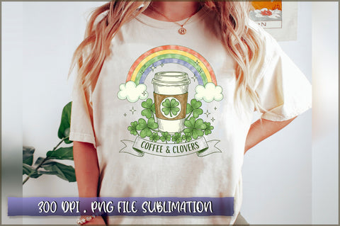 Shamrock Coffee and Clovers St Patrick PNG Sublimation Shetara Begum 