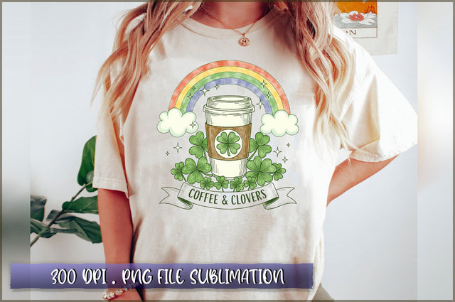 Shamrock Coffee and Clovers St Patrick PNG Sublimation Shetara Begum 