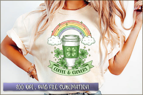 Shamrock Coffee and Clovers St Patrick PNG Sublimation Shetara Begum 
