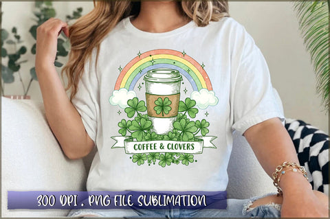 Shamrock Coffee and Clovers St Patrick PNG Sublimation Shetara Begum 