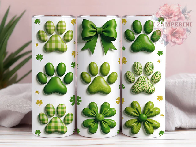 Shamrock Dog Paw 20oz Tumbler Wrap, Shamrock Tumbler Design, 20oz Tumbler Sublimation, Pet Lover Gift, Irish Dog Design, Canine St Patricks Day Sublimation Li Zamperini 