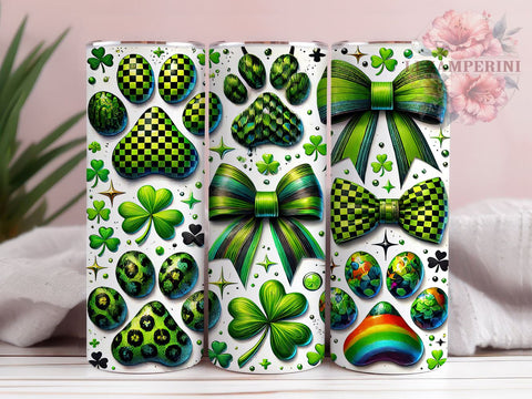 Shamrock Dog Paw 20oz Tumbler Wrap, Shamrock Tumbler Design, 20oz Tumbler Sublimation, Pet Lover Gift, Irish Dog Design, Canine St Patricks Day Sublimation Li Zamperini 