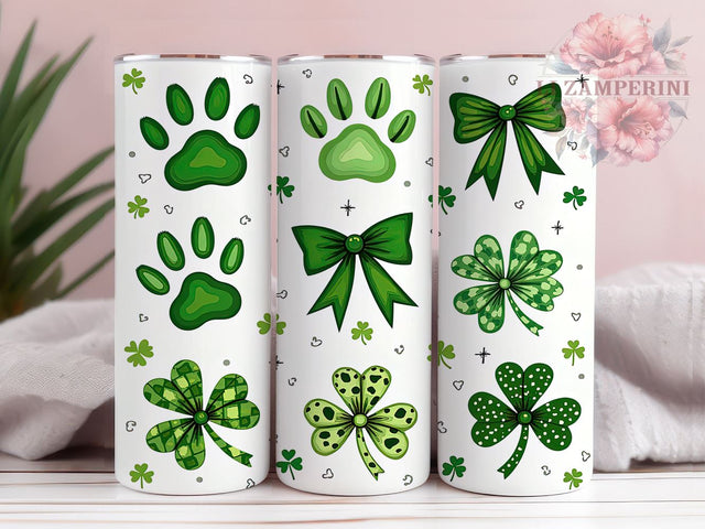 Shamrock Dog Paw 20oz Tumbler Wrap, Shamrock Tumbler Design, 20oz Tumbler Sublimation, Pet Lover Gift, Irish Dog Design, Canine St Patricks Day Sublimation Li Zamperini 