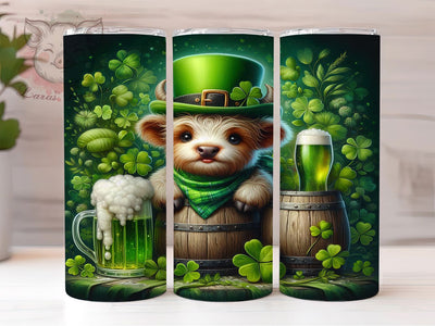 Shamrock Highland Cow Tumbler, Seamless Shamrock Tumbler, Stylish 20oz Wrap, Sublimation Design, Trendy Gift Idea, Irish Cow Wrap, St. Patrick’s Lucky Tumbler Sublimation Lara' s Designs 