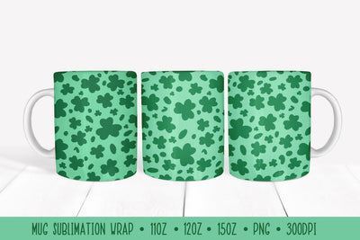 Shamrock Leaves Leopard Mug Wrap. Patrick’s Day Mug Wrap PNG Sublimation LaBelezoka 