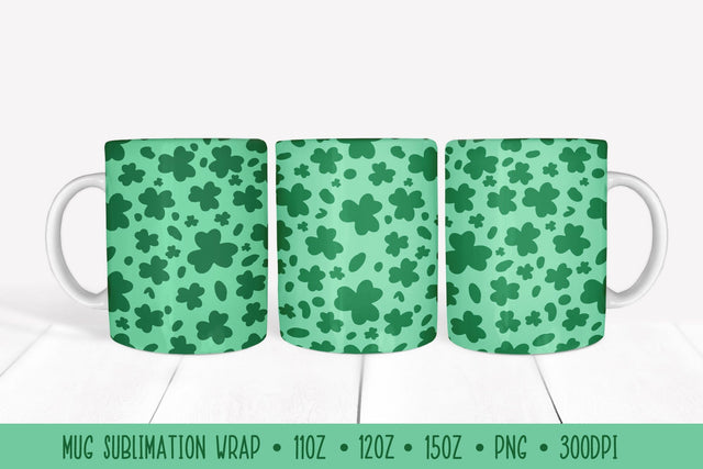 Shamrock Leaves Leopard Mug Wrap. Patrick’s Day Mug Wrap PNG Sublimation LaBelezoka 