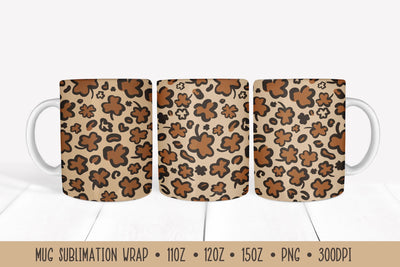Shamrock Leaves Leopard Mug Wrap. Patricks Day Mug Wrap Sublimation LaBelezoka 
