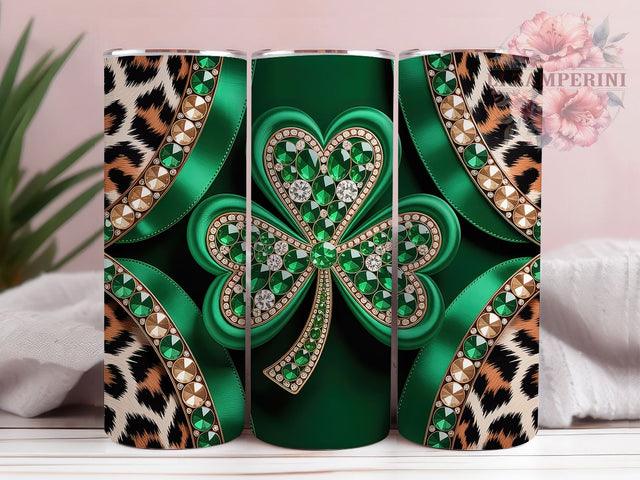 Shamrock Leopard Irish Tumbler, St. Patrick’s Tumbler, Stylish 20oz Wrap, Sublimation Design, Trendy Gift Idea, Irish Leopard Wrap, Lucky Shamrock Tumbler Sublimation Li Zamperini 