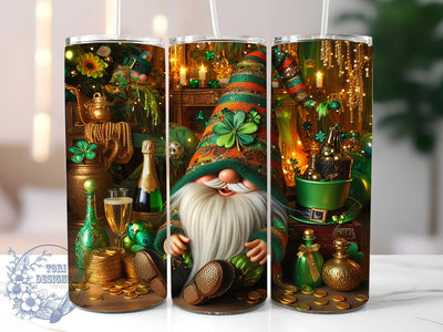 Shamrock Lucky Gnome Tumbler, Irish Gnome Tumbler, Stylish 20oz Wrap, Sublimation Design, Trendy Gift Idea, St. Patrick’s Wrap, Lucky Irish Gnome Tumbler Sublimation ToriDesigns 