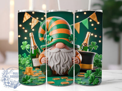 Shamrock Lucky Gnome Tumbler, Irish Gnome Tumbler, Stylish 20oz Wrap, Sublimation Design, Trendy Gift Idea, St. Patrick’s Wrap, Lucky Irish Gnome Tumbler Sublimation ToriDesigns 