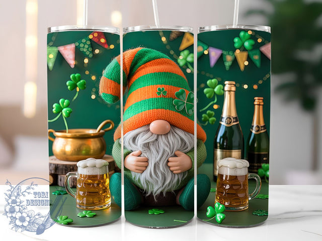 Shamrock Lucky Gnome Tumbler, Irish Gnome Tumbler, Stylish 20oz Wrap, Sublimation Design, Trendy Gift Idea, St. Patrick’s Wrap, Lucky Irish Gnome Tumbler Sublimation ToriDesigns 