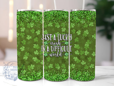 Shamrock Lucky Irish 20oz Skinny Tumbler, Shamrock Tumbler Png, Straight & Tapered Tumbler Wrap, Instant Digital Download Sublimation ToriDesigns 