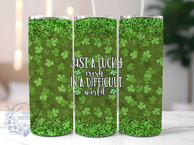 Shamrock Lucky Irish 20oz Skinny Tumbler, Shamrock Tumbler Png, Straight & Tapered Tumbler Wrap, Instant Digital Download Sublimation ToriDesigns 
