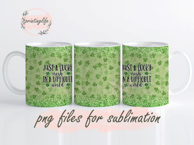 Shamrock Lucky Irish Mug Wrap Design, Instant Digital Design Download Mug Wrap Design, Mug Design PNG Sublimation PrintingLife 