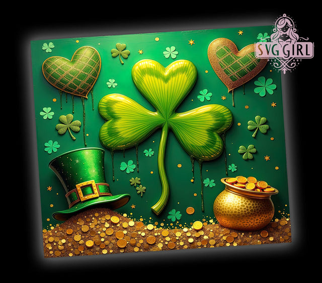 Shamrock St. Patrick's 20oz Tumbler, Shamrock Cup, 20oz Sublimation, Clover Drinkware, Irish Gift Tumbler, Green Clover Design, Unique St. Paddy's Gift Sublimation SvggirlplusArt 